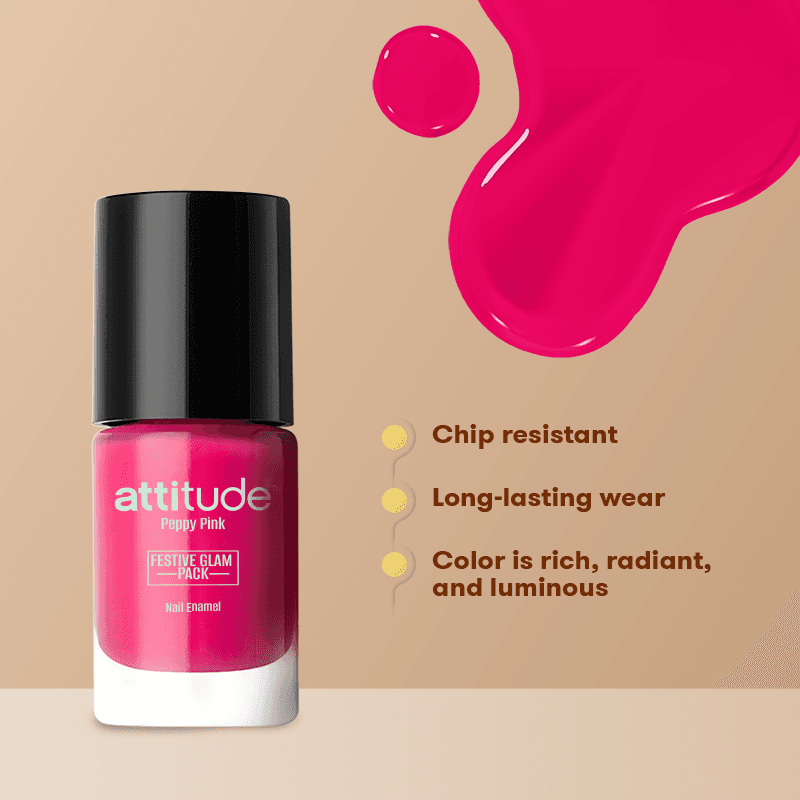 attitude™ Peppy Pink Festive Glam Pack Nail Enamel