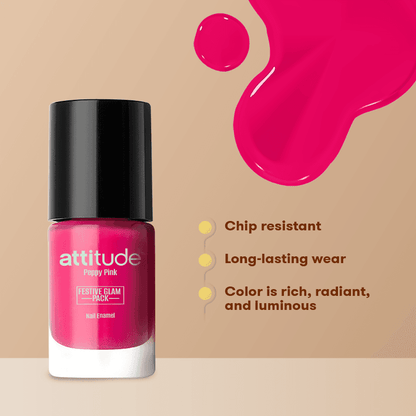attitude™ Peppy Pink Festive Glam Pack Nail Enamel