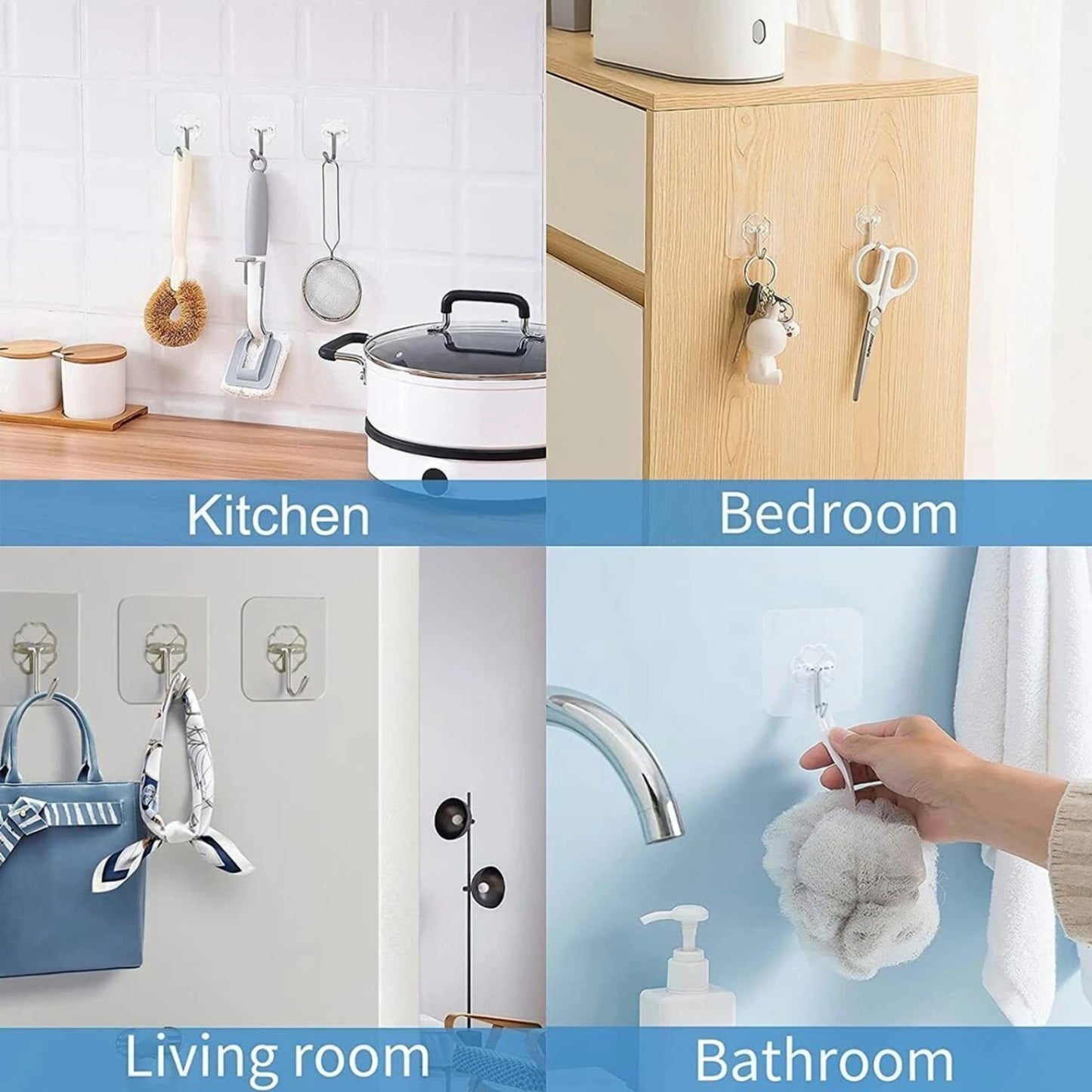 Strong Self Sticky Wall 5kg Load Capacity for Kitchen And Bathroom Hook
