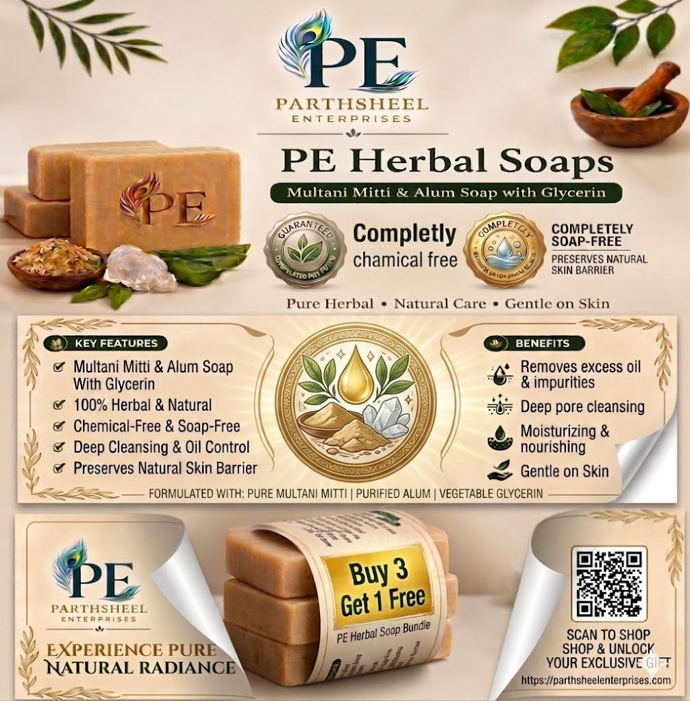 PE Herbal Soaps Multani Mitti & Alum Soap with Glycerin | Chemical Free & Soap-Free Herbal Bath Soap for Deep Cleansing, Oil Control & Glowing Skin